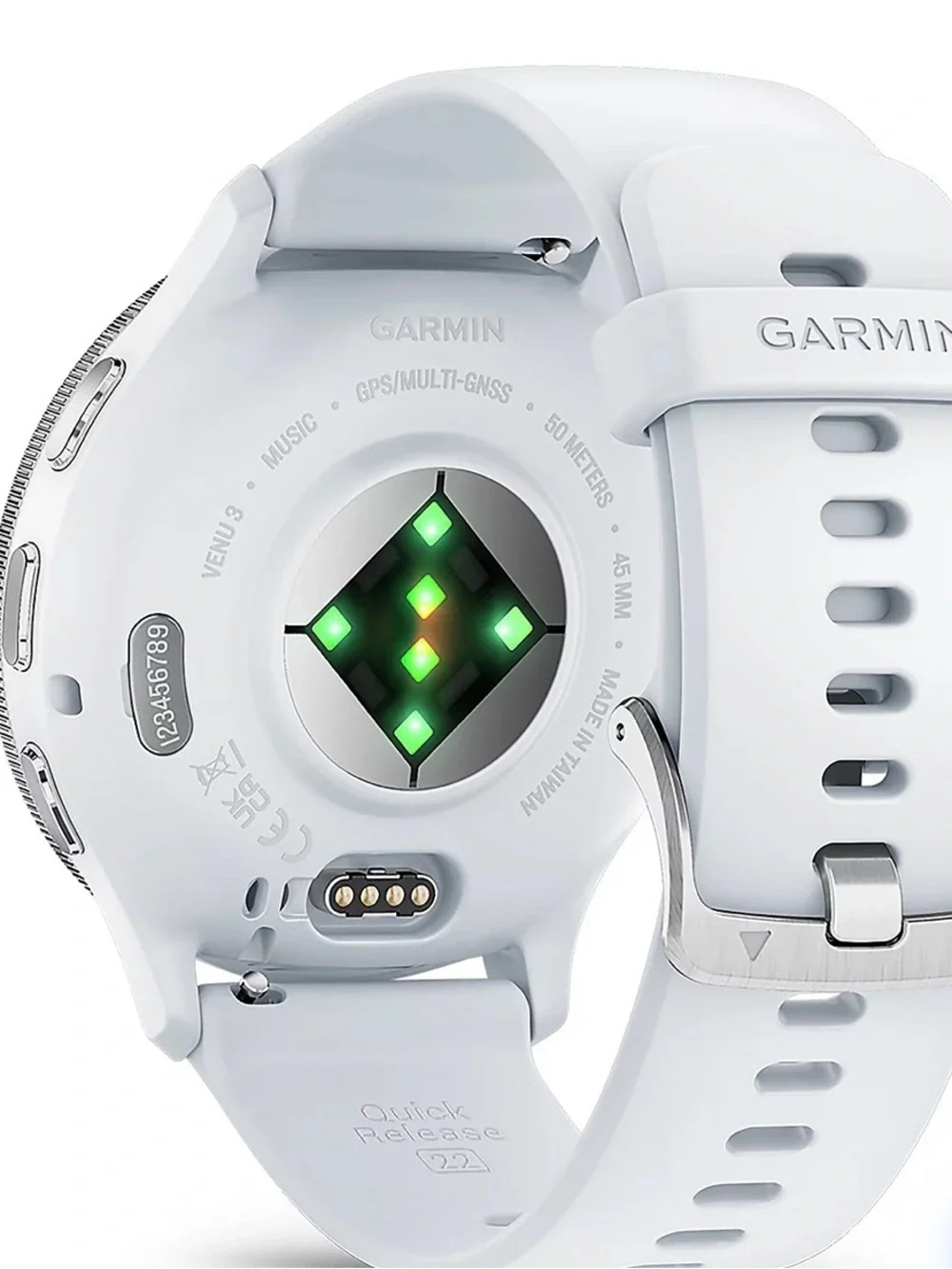 garmin White GPS Smartwatch - Venu 3S Back View